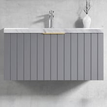 Boardwalk 900mm Matte Grey Wall Hung Single Vanity with 50mm Stone Countertop